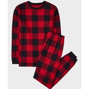 Place Men's Red and Black Check Holiday Pajama Set